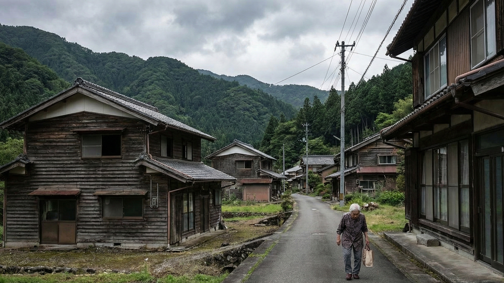 地方が抱える人口減少と過疎化の現状。高齢化が進む地域における現状の課題を示す光景。